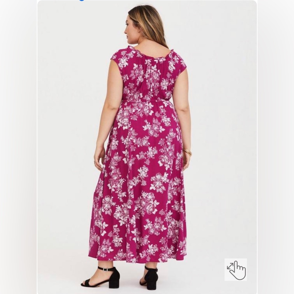 Torrid Berry Floral Challis Slit Maxi Dress size 1 - Picture 3 of 4